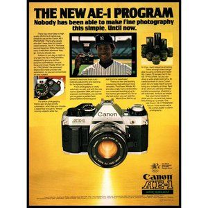 1983 Canon AE-1 Program SLR Camera Vintage Print Ad Willie Randolph Wall Art